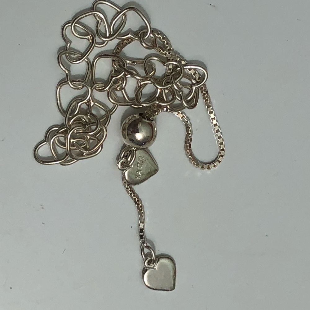 By KA 1772 Sterling Silver Open Hearts  Chain Adjust. Bolo Slide 925 Bracelet - Picture 5 of 9